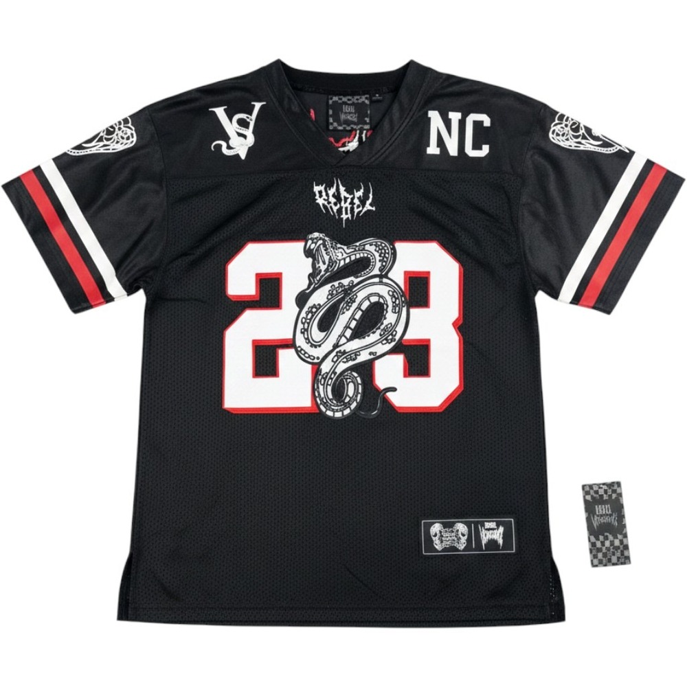 Rebel Vengeance Jersey M Black Cobra 23 Graphic Mesh Streetwear Goth sporty